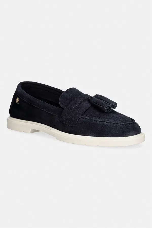 Tommy Hilfiger Tommy Hilfiger mokasini ženski semišasti LIGHT SUEDE TASSEL LOAFER