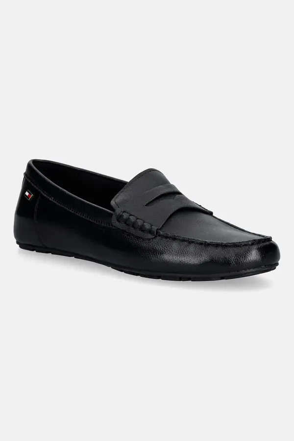 Tommy Hilfiger Tommy Hilfiger mokasini ženski usnjeni FLAG LEATHER DRIVER LOAFER