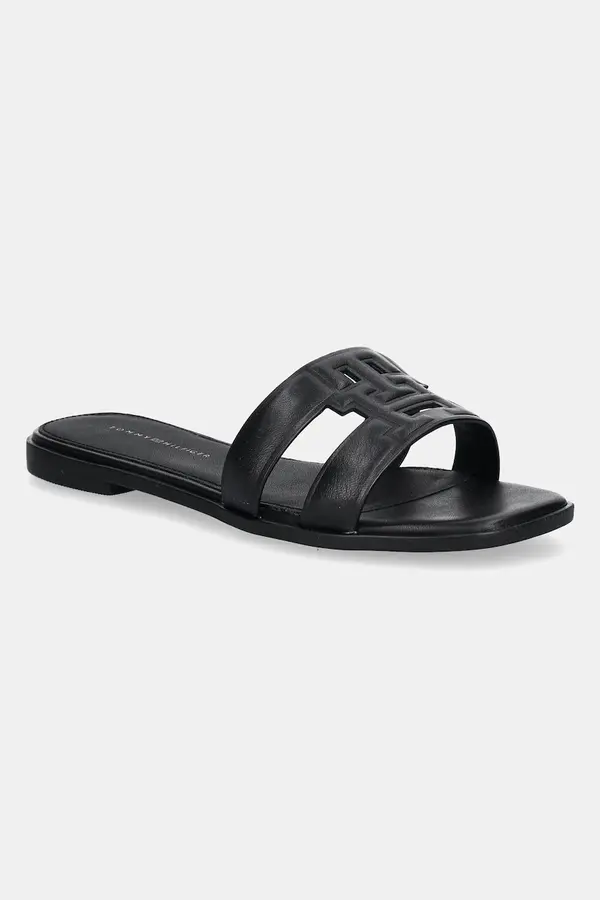 Tommy Hilfiger Tommy Hilfiger natikači z ravnim podplatom ženski iz usnja TH LOGO STRAP MULE
