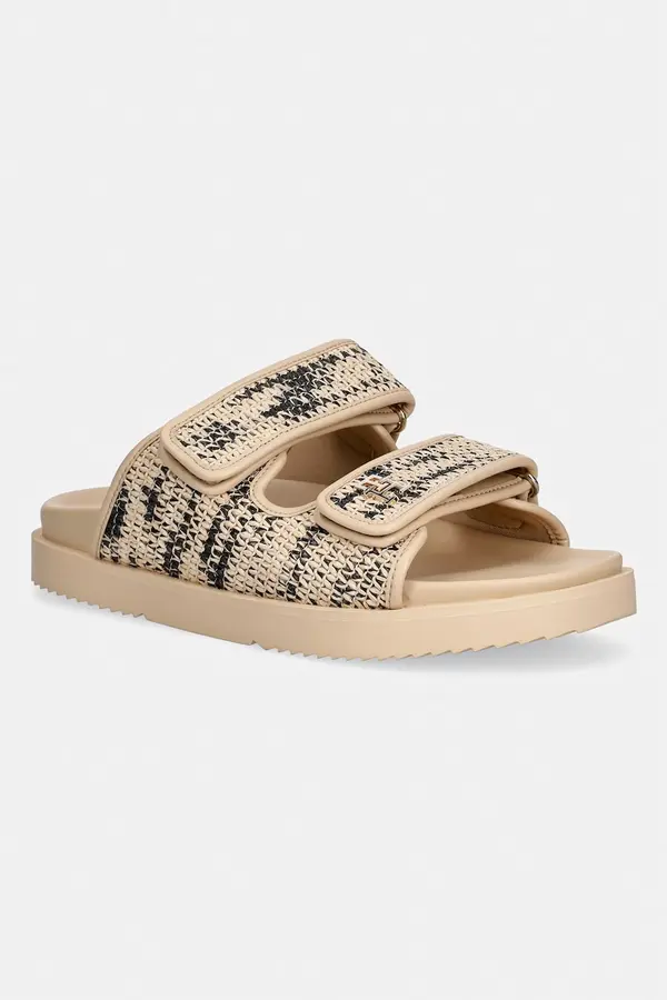 Tommy Hilfiger Tommy Hilfiger natikači ženski DOUBLE STRAP RAFFIA SANDAL