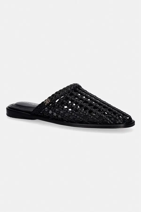 Tommy Hilfiger Tommy Hilfiger natikači ženski HILFIGER LEATHER MIX FLAT MULE