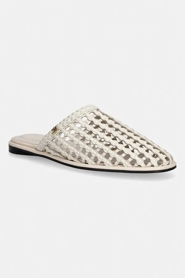 Tommy Hilfiger Tommy Hilfiger natikači ženski HILFIGER LEATHER MIX FLAT MULE