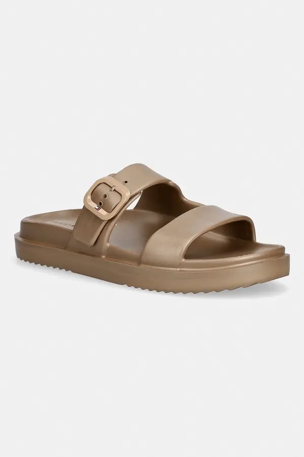Tommy Hilfiger Tommy Hilfiger natikači ženski TH DOUBLE STRAP SANDAL PEARL