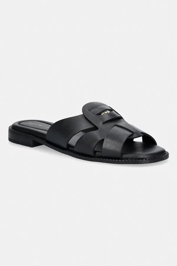 Tommy Hilfiger Tommy Hilfiger natikači ženski usnjeni COIN LEATHER SANDAL