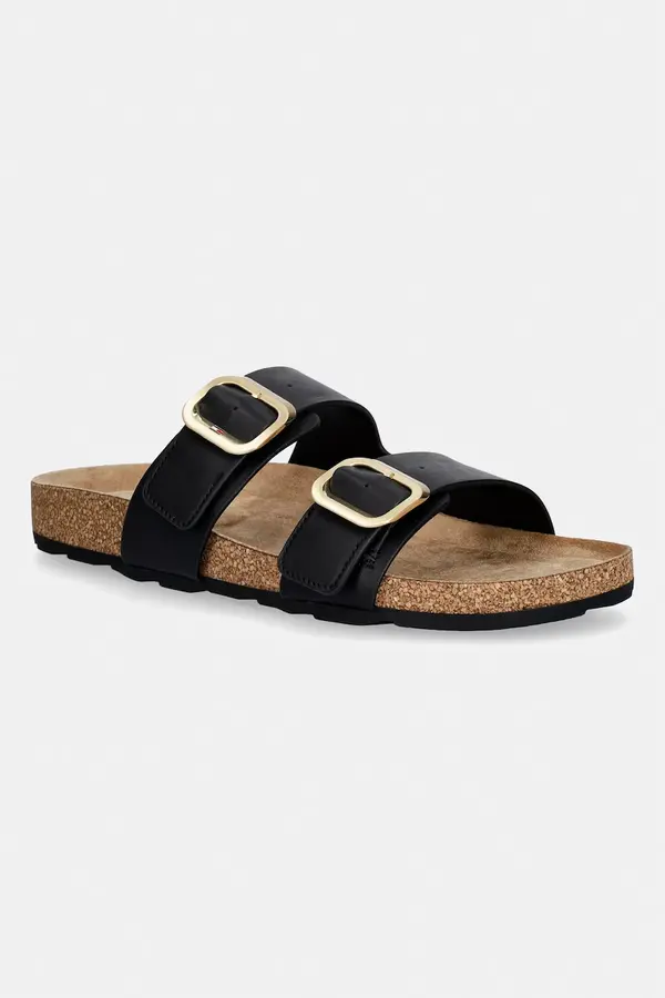 Tommy Hilfiger Tommy Hilfiger natikači ženski usnjeni TH CLASSIC CORK SANDAL LEATHER