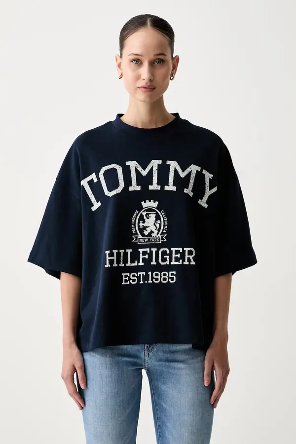 Tommy Hilfiger Tommy Hilfiger oversize kratka majica ženska bombažna