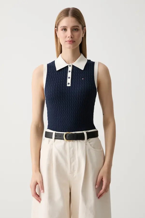 Tommy Hilfiger Tommy Hilfiger pleten top ženski bombažen