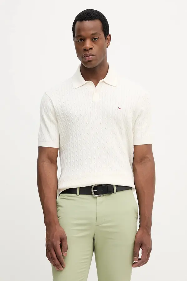 Tommy Hilfiger Tommy Hilfiger pletena polo majica moška bombažna