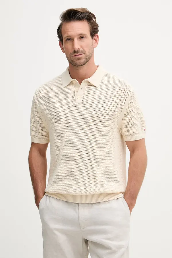 Tommy Hilfiger Tommy Hilfiger pletena polo majica moška bombažna SUMMER