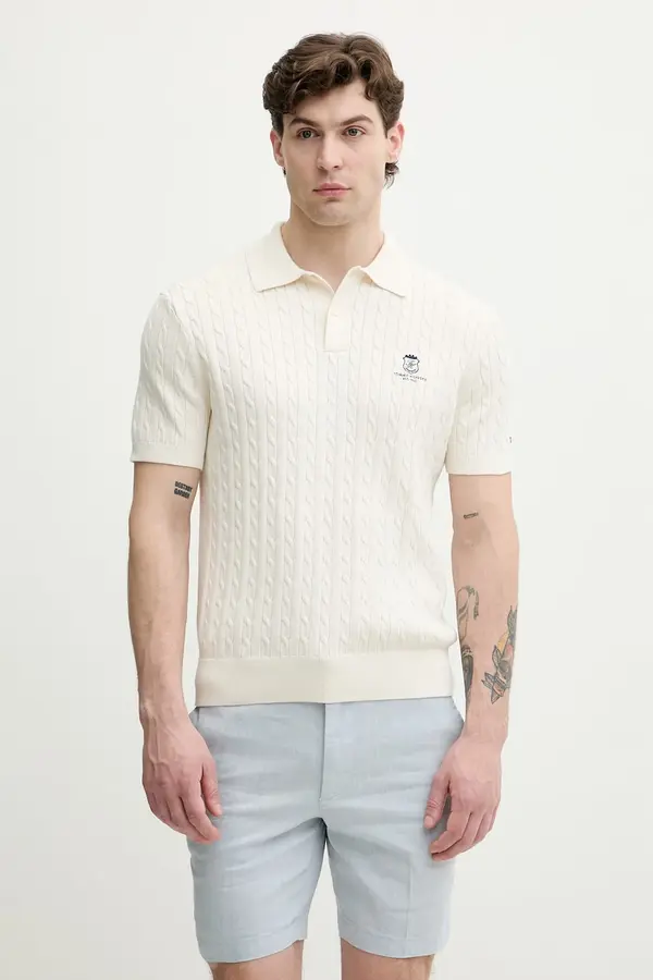Tommy Hilfiger Tommy Hilfiger pletena polo majica moška bombažna