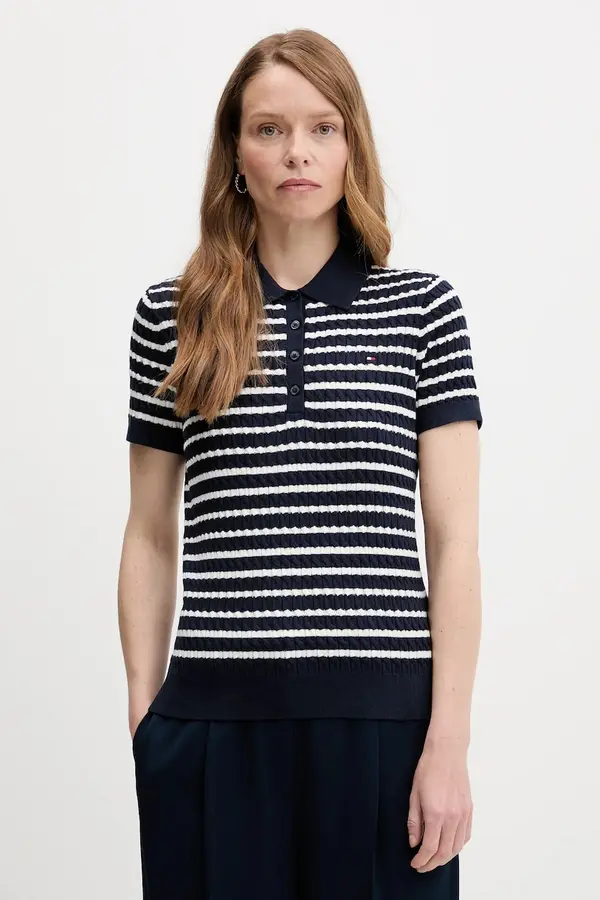 Tommy Hilfiger Tommy Hilfiger pletena polo majica ženska bombažna