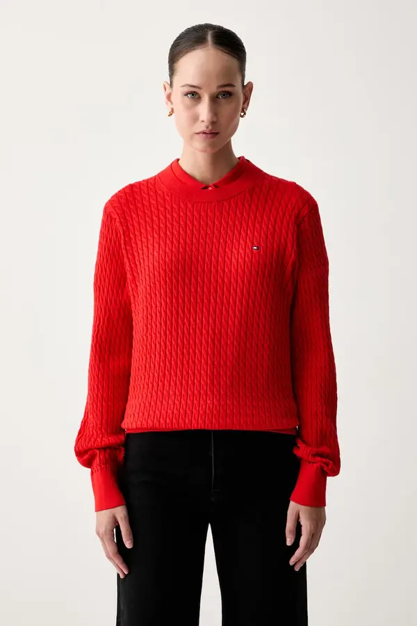 Tommy Hilfiger Tommy Hilfiger pletena polo majica ženska z bombažem