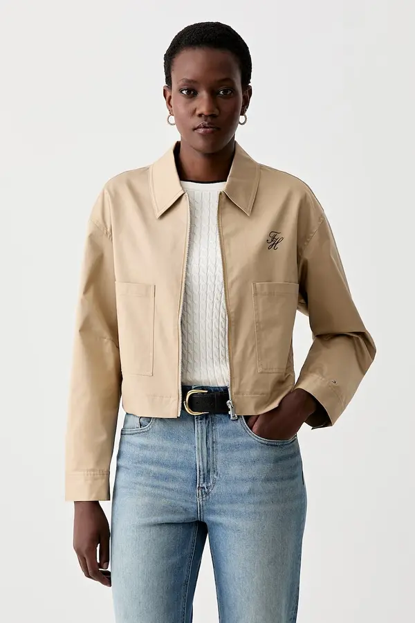 Tommy Hilfiger Tommy Hilfiger prehodna jakna ženska bombažna z elastanom