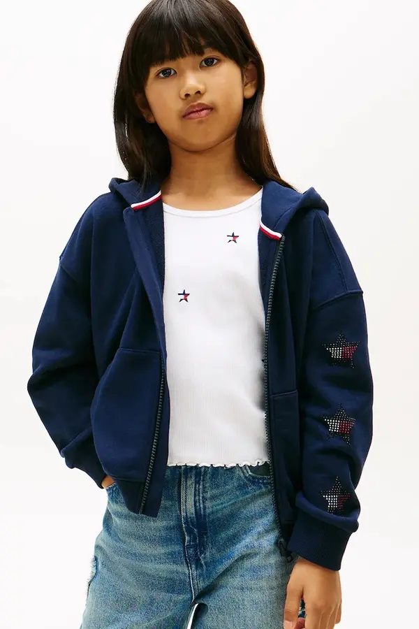 Tommy Hilfiger Tommy Hilfiger pulover s kapuco otroški z bombažem
