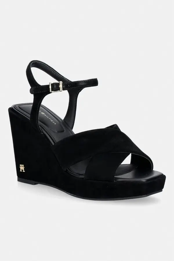 Tommy Hilfiger Tommy Hilfiger sandali s polno peto iz semiša SUEDE WRAPPED HIGH WEDGE