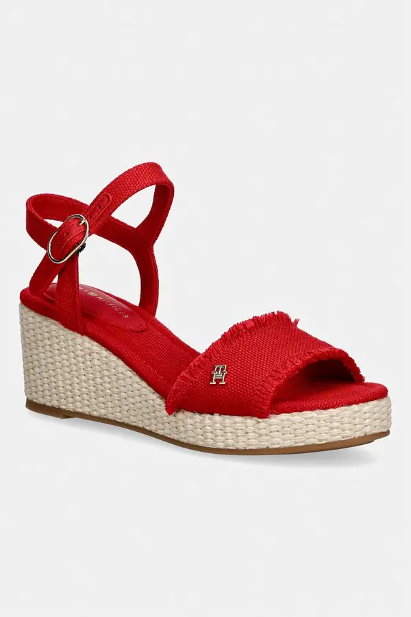 Tommy Hilfiger Tommy Hilfiger sandali s polno peto MID WOVEN WEDGE ESPAD FRINGE