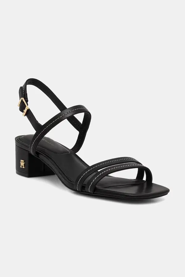 Tommy Hilfiger Tommy Hilfiger sandali s polno peto usnjeni LOW HEEL SANDAL STITCHING