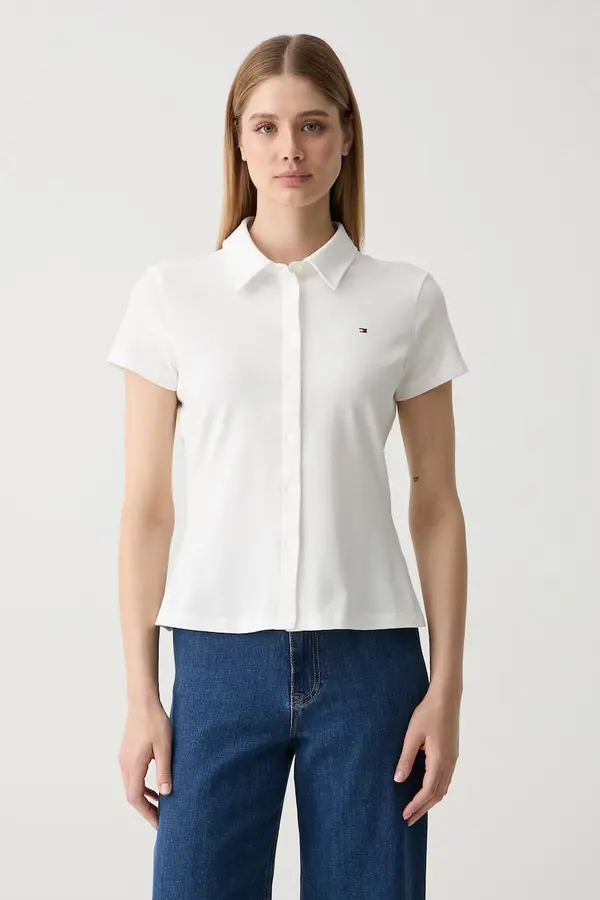Tommy Hilfiger Tommy Hilfiger srajca ženska bombažna z elastanom