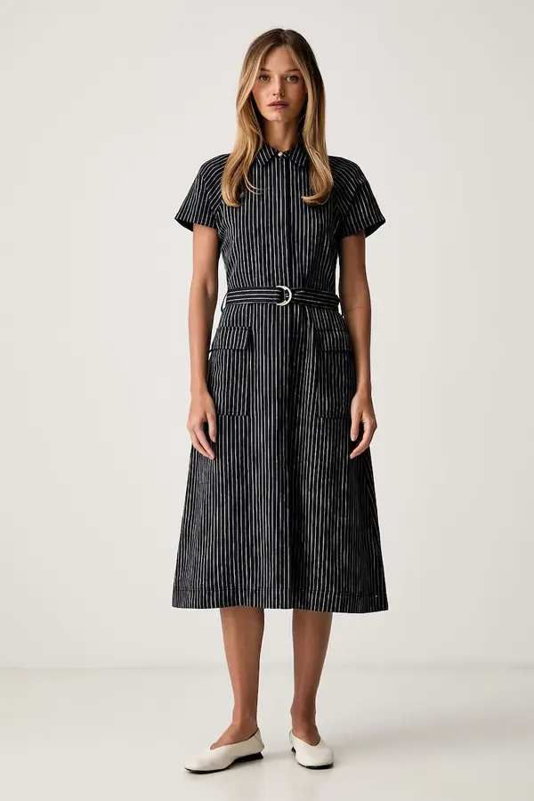 Tommy Hilfiger Tommy Hilfiger srajčna obleka z lyocellom