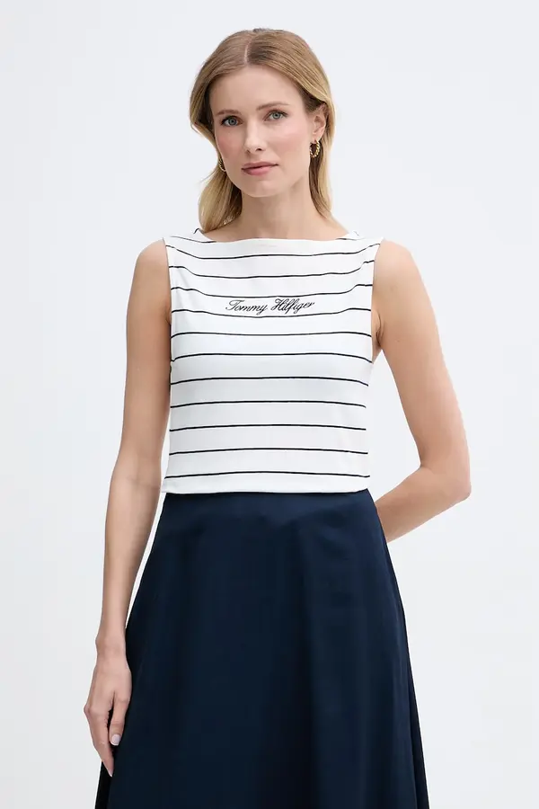 Tommy Hilfiger Tommy Hilfiger top ženski bombažen z elastanom