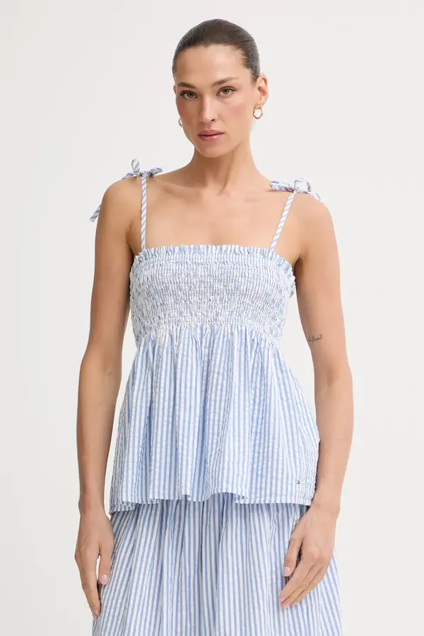 Tommy Hilfiger Tommy Hilfiger top ženski bombažen z elastanom SUMMER