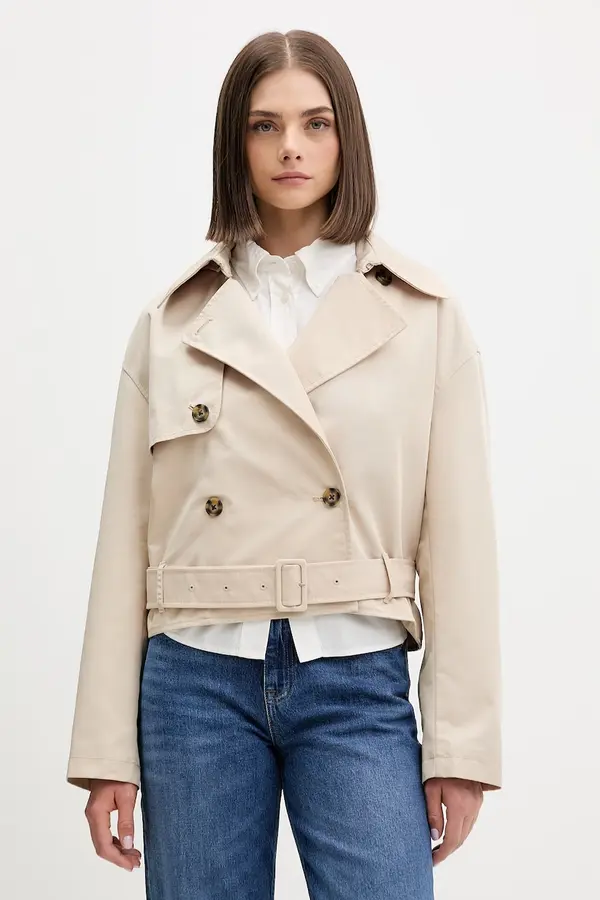Tommy Jeans Tommy Jeans kratek trenčkot ženski z bombažem