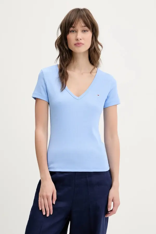 Tommy Jeans Tommy Jeans kratka majica ženska bombažna z elastanom