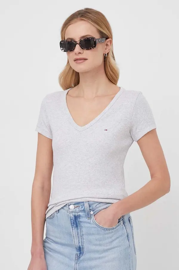 Tommy Jeans Tommy Jeans kratka majica ženska bombažna z elastanom