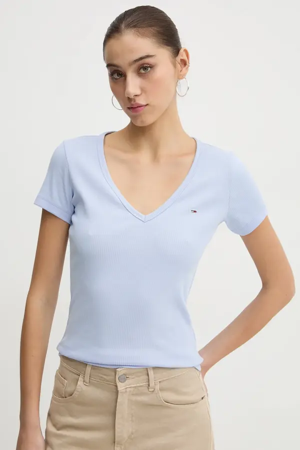 Tommy Jeans Tommy Jeans kratka majica ženska bombažna z elastanom