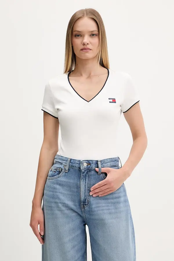 Tommy Jeans Tommy Jeans kratka majica ženska bombažna z elastanom