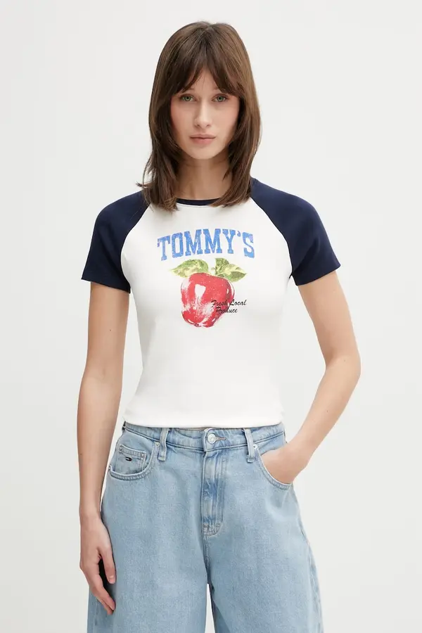 Tommy Jeans Tommy Jeans kratka majica ženska bombažna z elastanom