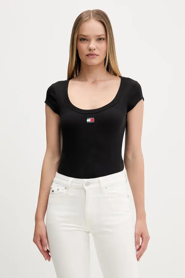 Tommy Jeans Tommy Jeans kratka majica ženska iz bombaža z elastanom
