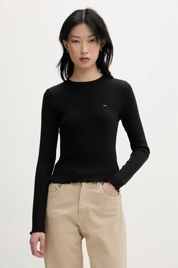 Tommy Jeans Tommy Jeans majica z dolgimi rokavi ženska bombažna z elastanom