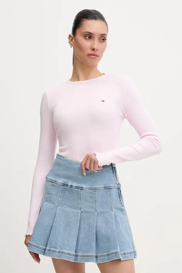Tommy Jeans Tommy Jeans majica z dolgimi rokavi ženska z bombažem z elastanom