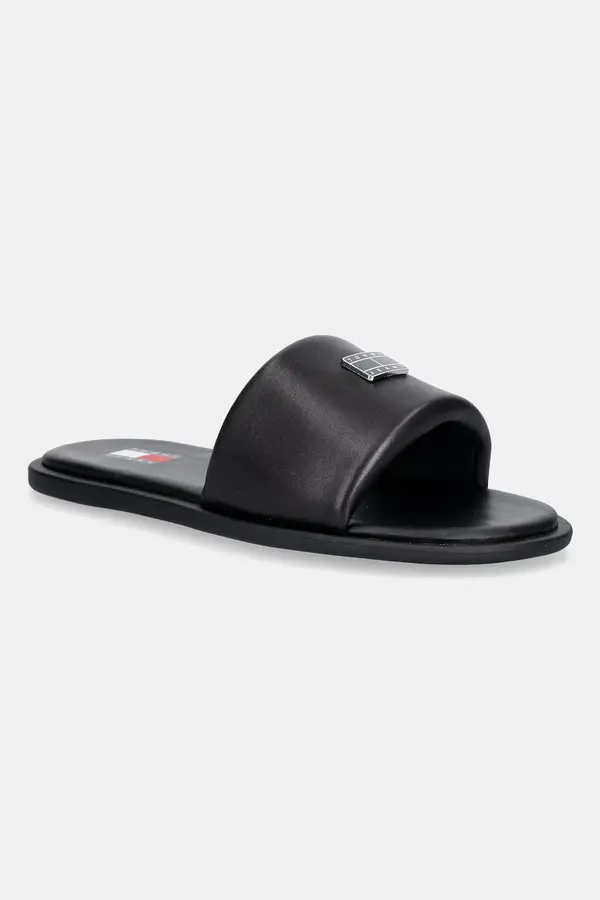 Tommy Jeans Tommy Jeans natikači z ravnim podplatom ženski usnjeni TJW SOFT PADDED CASUAL SLIDE