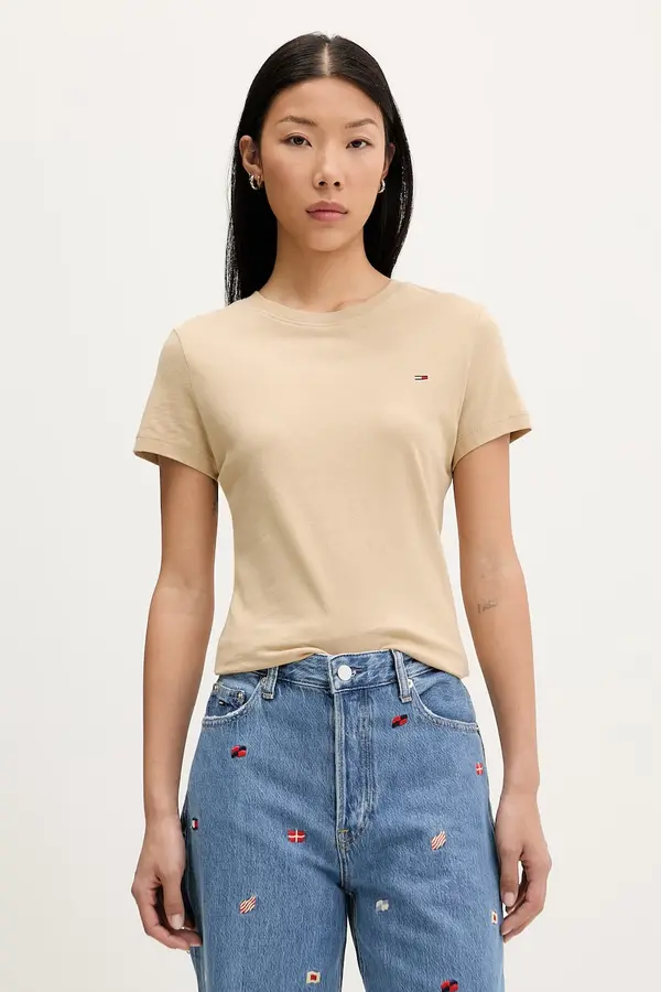 Tommy Jeans Tommy Jeans osnovna kratka majica ženska bombažna