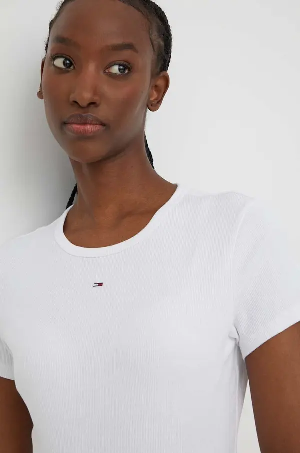 Tommy Jeans Tommy Jeans osnovna kratka majica ženska bombažna z elastanom
