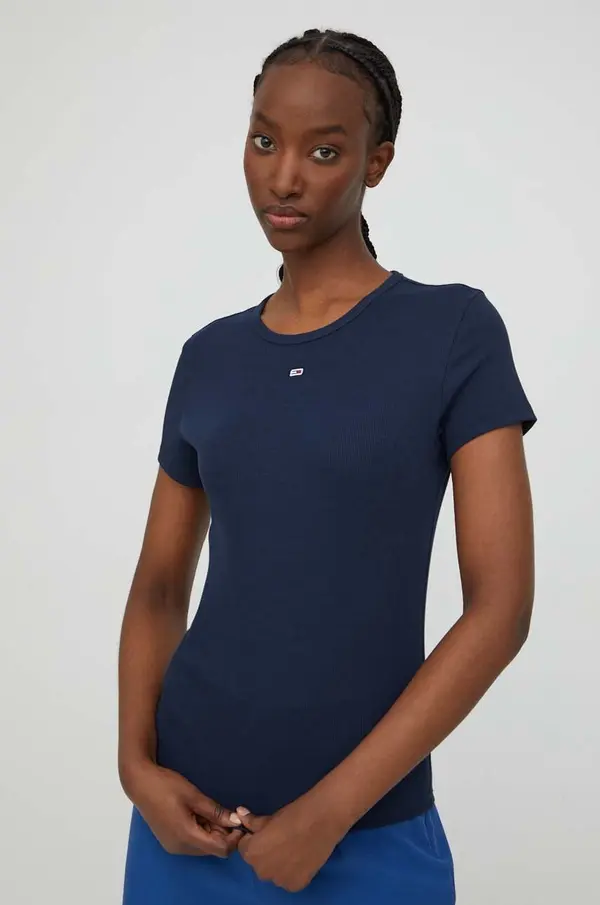 Tommy Jeans Tommy Jeans osnovna kratka majica ženska bombažna z elastanom
