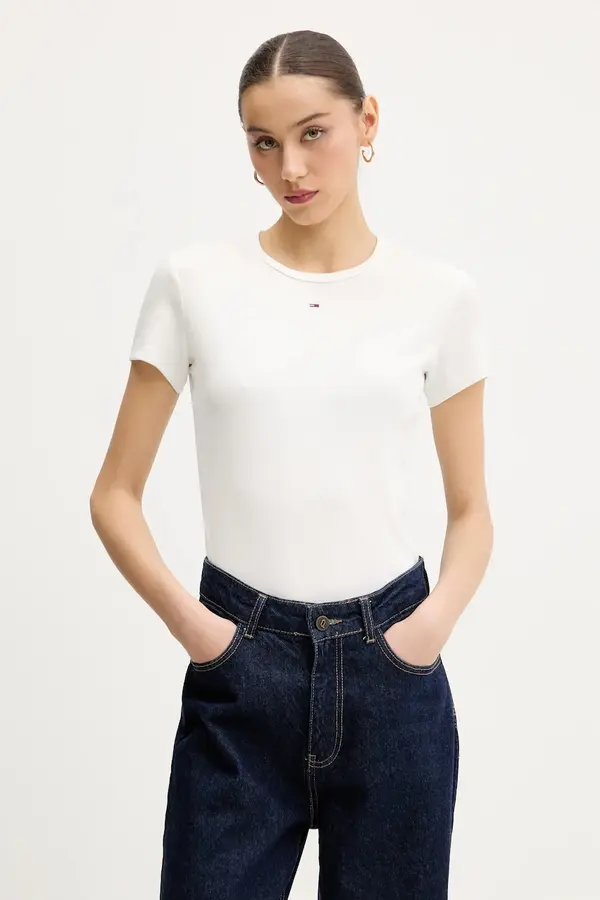 Tommy Jeans Tommy Jeans osnovna kratka majica ženska bombažna z elastanom paket 2 kosov