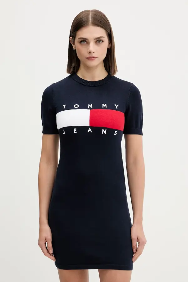 Tommy Jeans Tommy Jeans pletena obleka bombažna