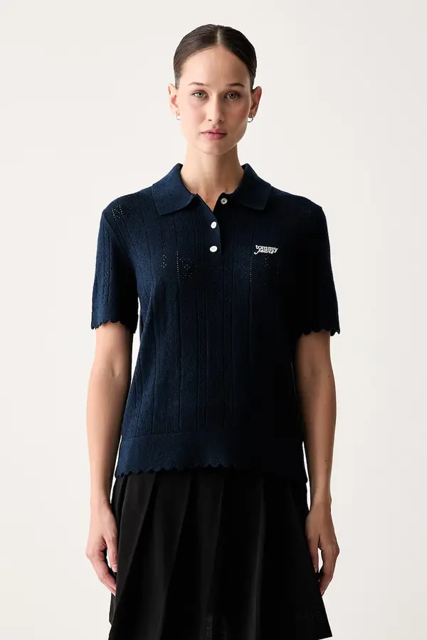 Tommy Jeans Tommy Jeans pletena polo majica ženska z viskozo