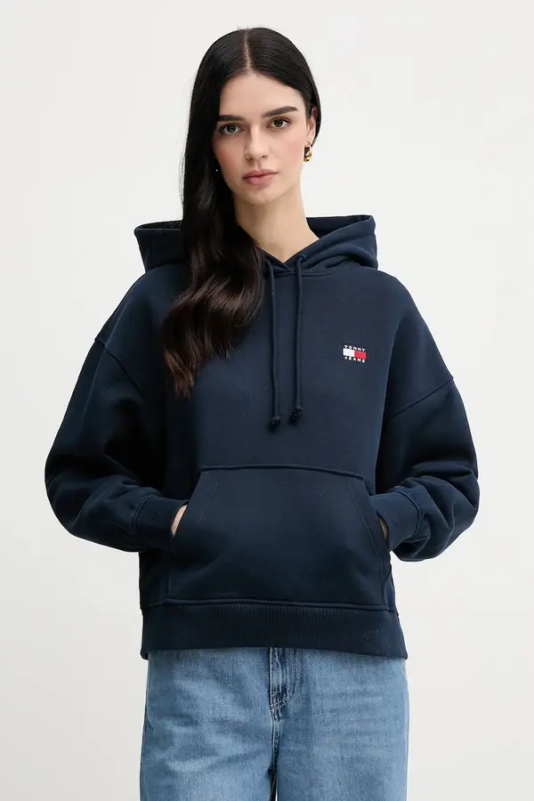 Tommy Jeans Tommy Jeans pulover s kapuco ženski bombažen