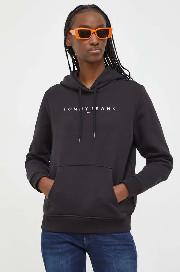 Tommy Jeans Tommy Jeans pulover s kapuco ženski bombažni z elastanom