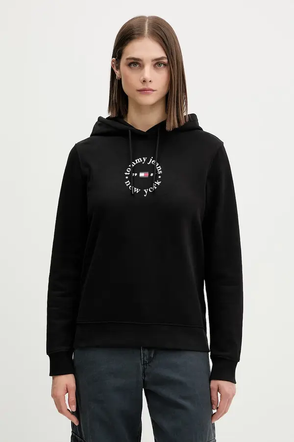Tommy Jeans Tommy Jeans pulover s kapuco ženski z bombažem