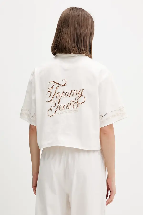 Tommy Jeans Tommy Jeans srajca ženska z dodatkom lanu