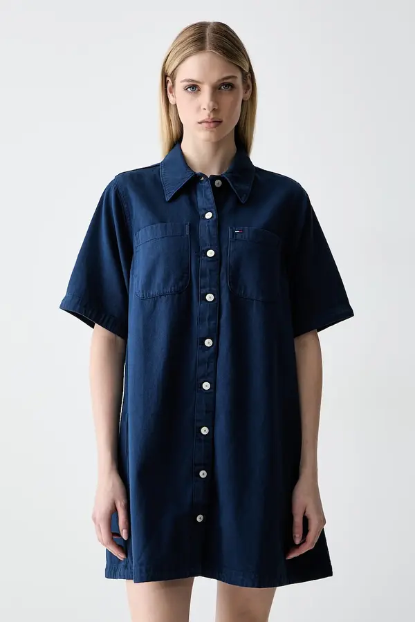 Tommy Jeans Tommy Jeans srajčna obleka bombažna