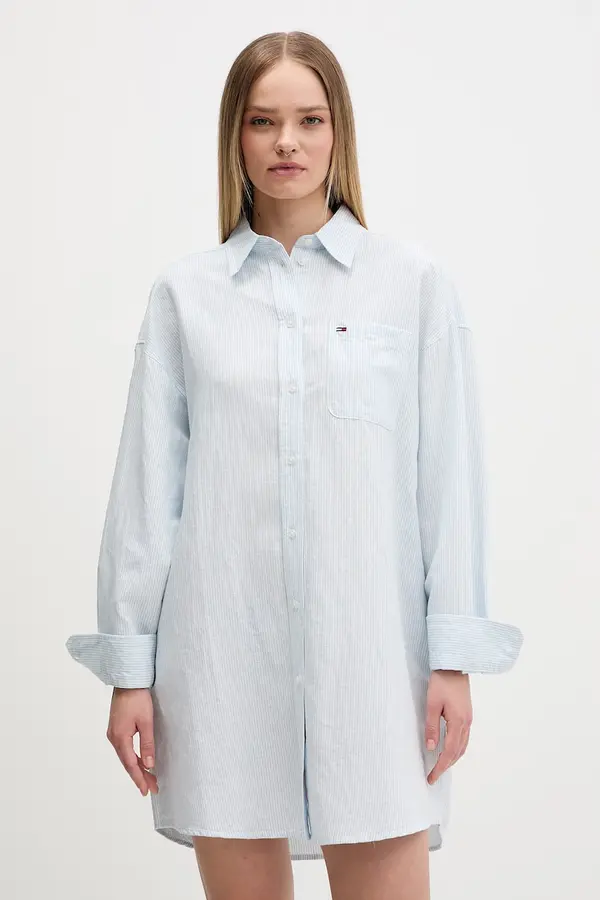 Tommy Jeans Tommy Jeans Srajčna obleka z lanom