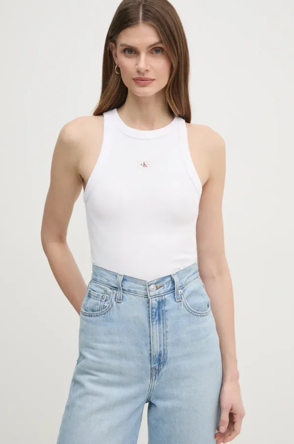 Calvin Klein Jeans Top Calvin Klein Jeans ženski, bela barva, J20J225302