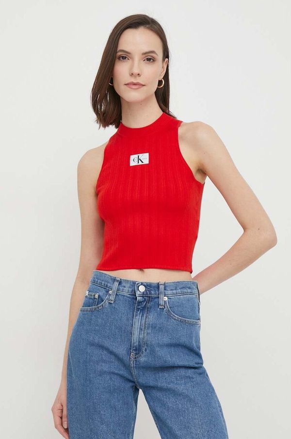 Calvin Klein Jeans Top Calvin Klein Jeans ženski, rdeča barva