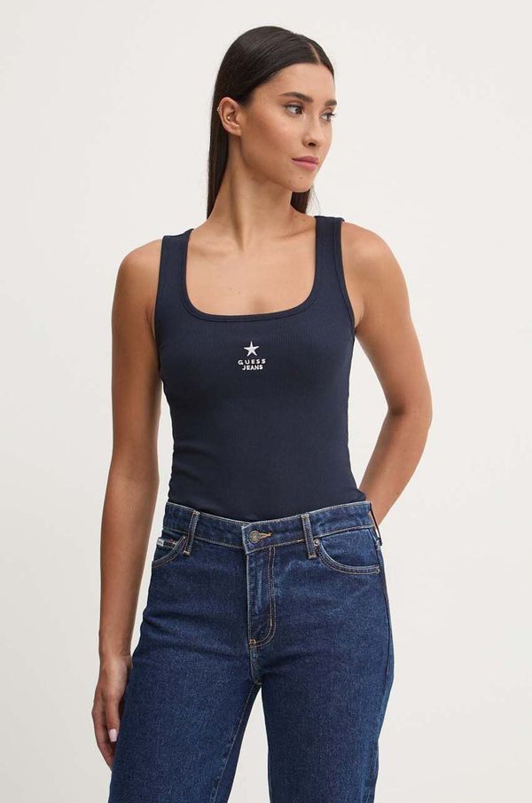 Guess Jeans Top Guess Jeans ženski, mornarsko modra barva, W4YP48 KA0H1